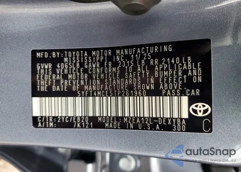 2026 Toyota Corolla Xse из США, поврежденный, VIN 5YFT4MCE5TP261960